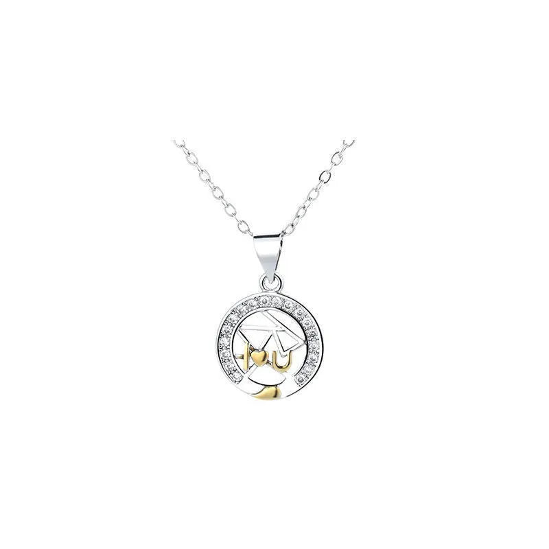 Sun Moon Tooth couple necklace set showing male and female copper pendants on cross chains