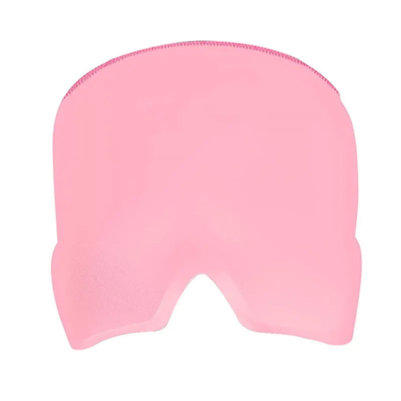 Black elastic cloth gel eye mask for headache relief showing adjustable design