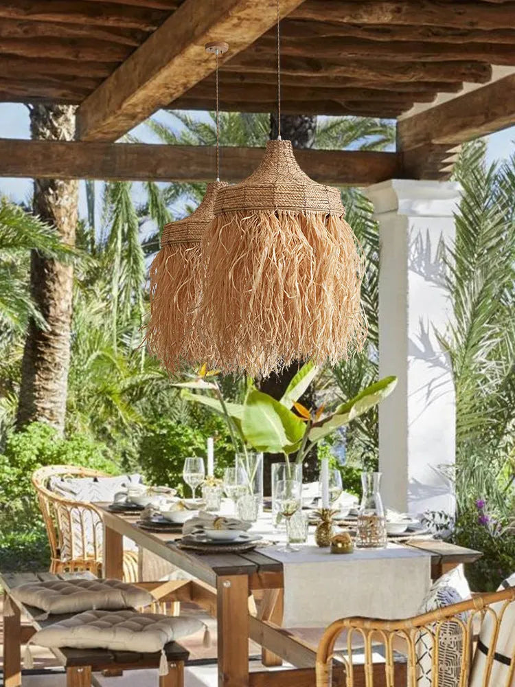 Southeast Asian style 50cm diameter chandelier made from woven wild vetch and willow