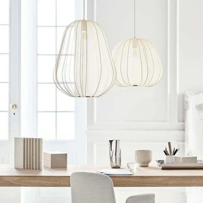 Japanese style iron pumpkin ceiling lamp with branch-type fitting and LED light source