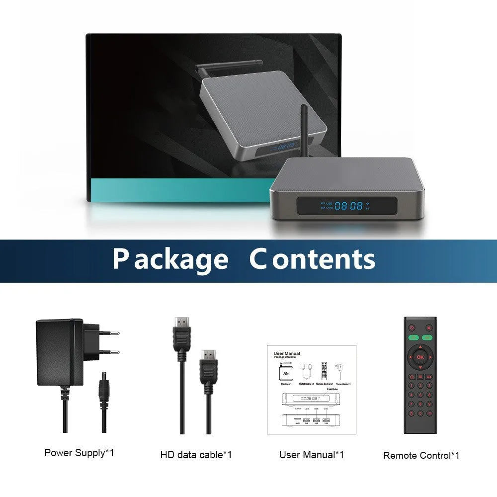 Android Bluetooth 8K network set-top box with remote control and HDMI cable