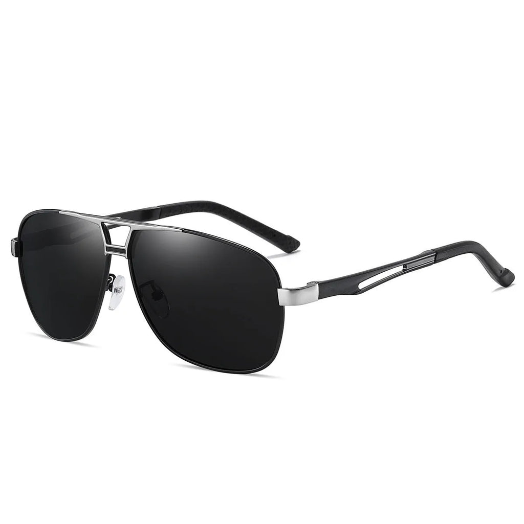Men's orange red aviator sunglasses with polarised HD lenses and metal frame.