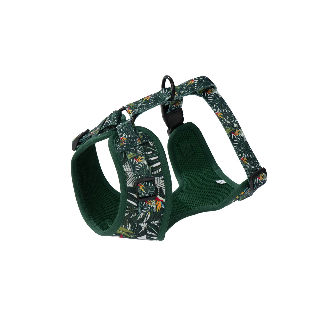 Six-piece adjustable pet vest harness set with haulage rope, collar, waste bag, bow tie, and triangle scarf.