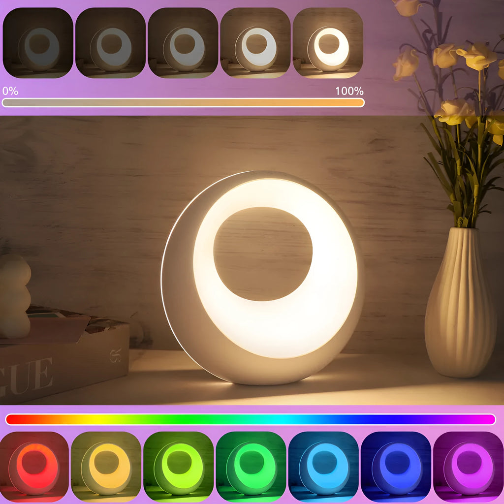 Creative Touch white RGB colour changing night lamp with remote control on desk