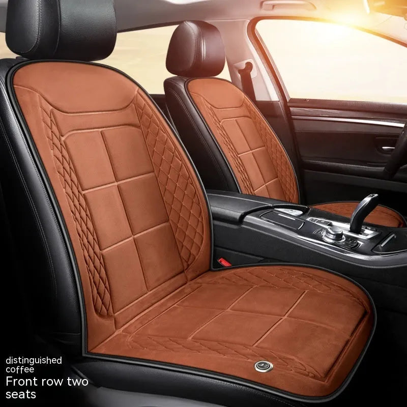 Automotive heating cushion in beige, black or coffee colours for single, double or rear car seats