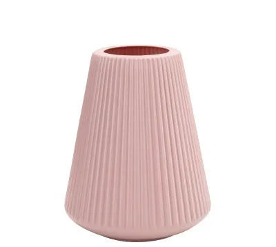 Colourful melamine plastic decorative vase measuring 16cm by 20cm in white, pink, green, or blue