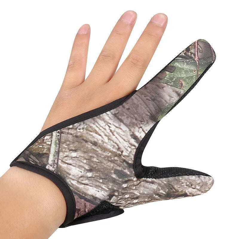 A single two-finger fishing glove showing the blue diving cloth back and light grey microfibre palm.