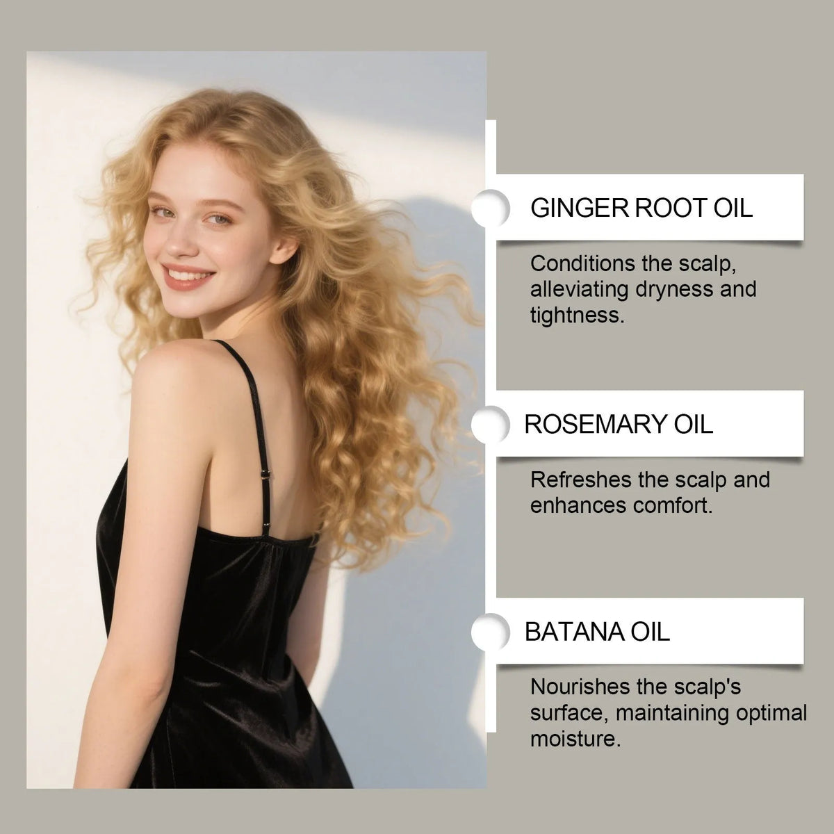Platthana Secret Hair Essential Oil bottle, 120ml, with ginger and rosemary oils.