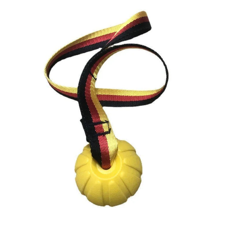 Floating bite-resistant EVA foam dog water ball toy in camouflage colour with string handle