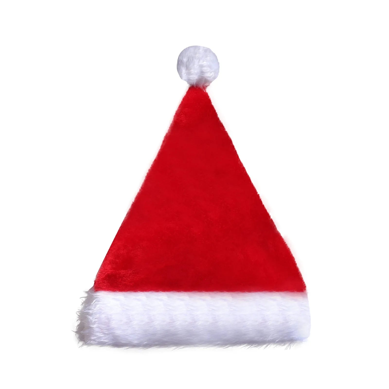 Red and white plush Santa hat with white pom-pom and 20 glowing LED lights on the brim.