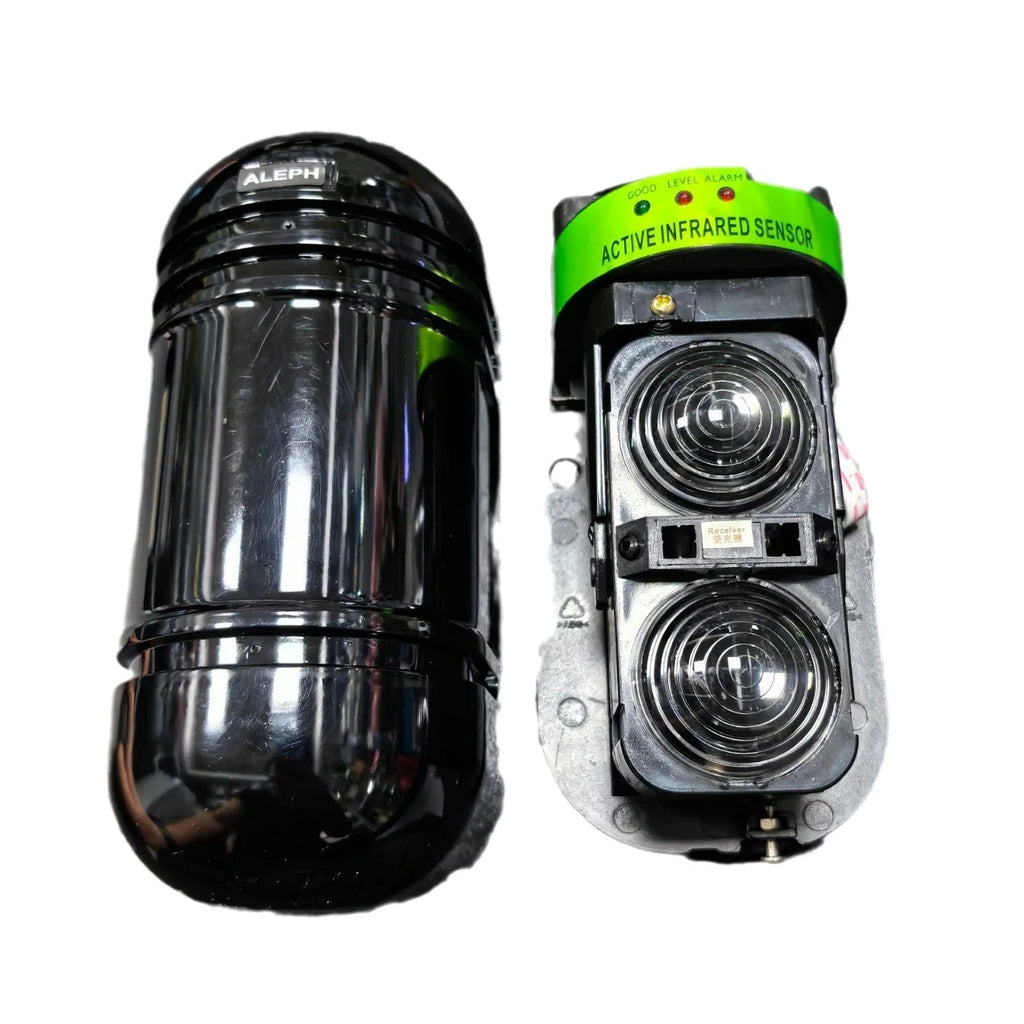 Black infrared anti-theft alarm with two detectors for 150 metre perimeter security