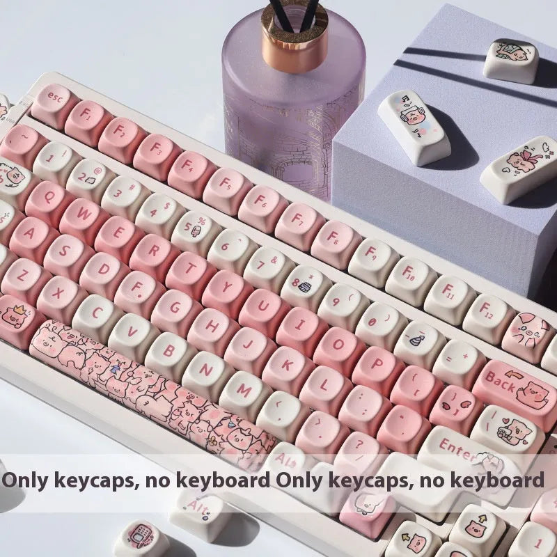 Pink PBT pig key cap with five-sided sublimation printing for mechanical keyboards