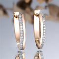 Women's V-shaped geometric ear clips with champagne gold white diamond electroplated finish