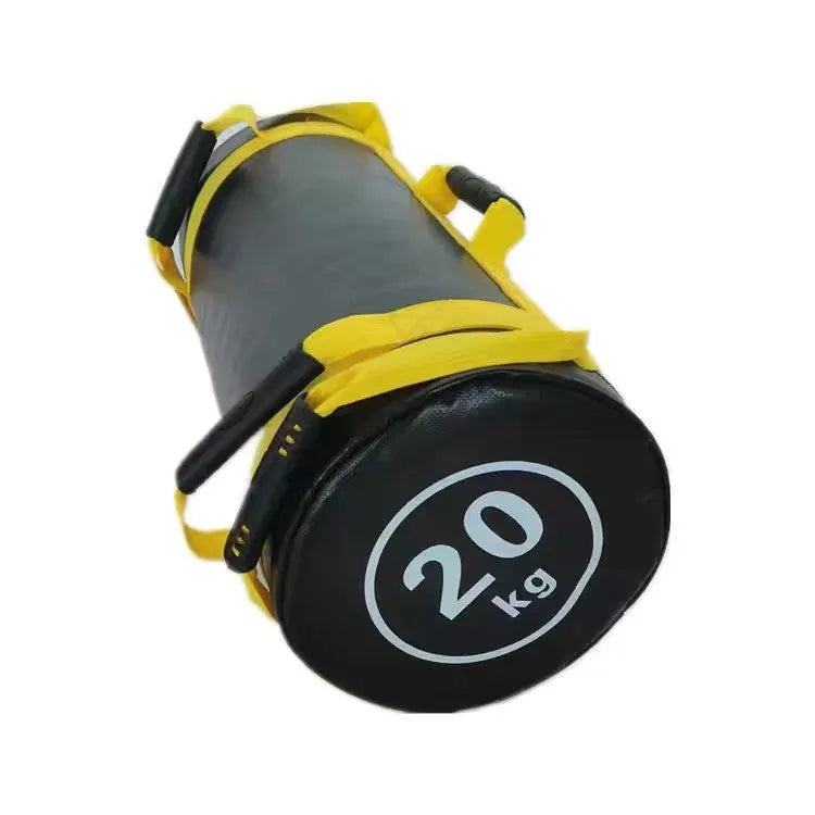 White PVC fitness training sandbag for weight lifting and physical conditioning exercises