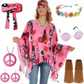 Colourful tie dye cloak costume with rainbow printing and bell sleeves for Halloween parties