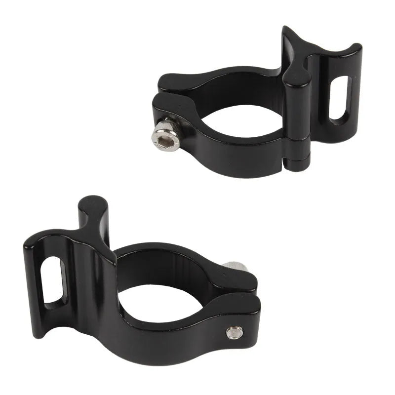 Black aluminium alloy clamp ring with 28.6mm diameter for vehicle steel frames.