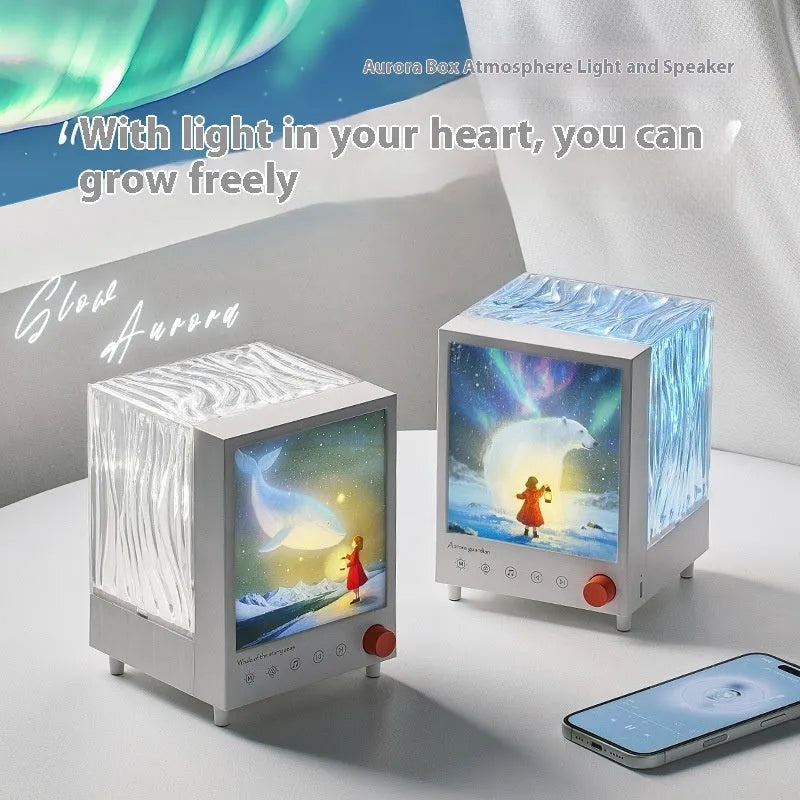 Aurora Treasure Box atmosphere projection lamp showing star sea whale light projection with compact design