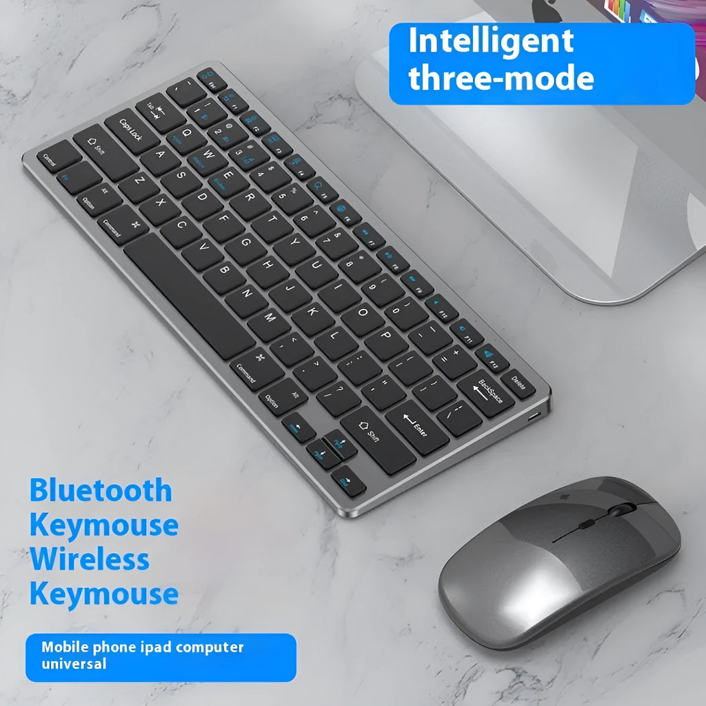 Ultra-thin wireless keyboard and mouse combo set with rechargeable design in black, gun colour, or silver