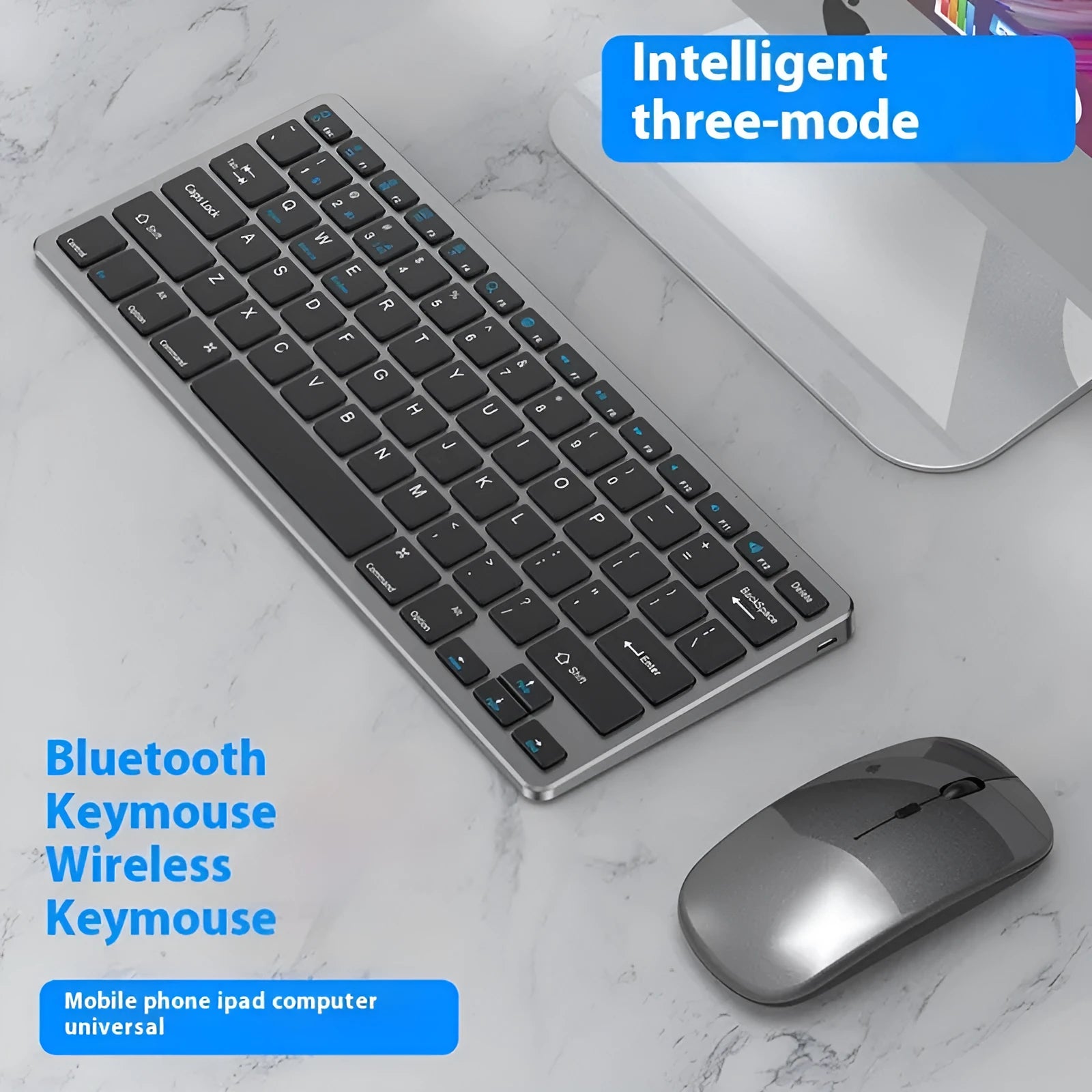 Ultra-thin wireless keyboard and mouse combo set with rechargeable design in black, gun colour, or silver