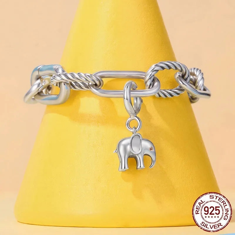 S925 sterling silver elephant pendant with opening and closing buckle, 2.1cm by 1.0cm, 0.45cm aperture