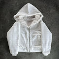 Casual loose-fit polyester coat for men and women in black and white colour options