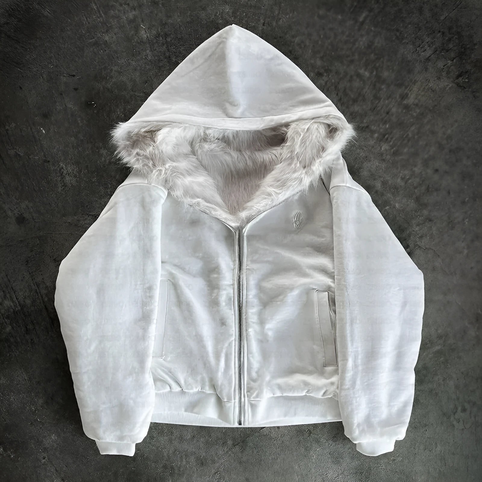 Casual loose-fit polyester coat for men and women in black and white colour options