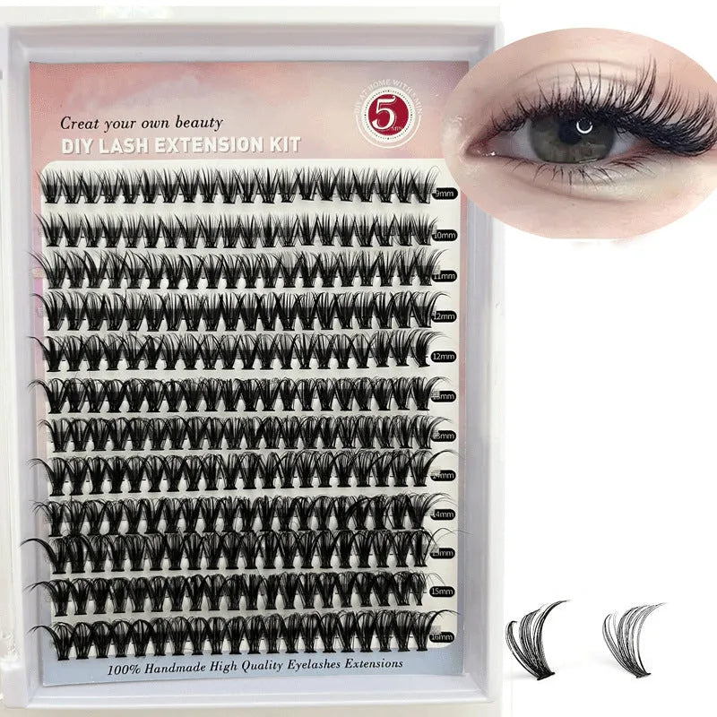 DIY cluster lashes mixed package with 30D and 40D high-grade fibre false eyelashes ranging 9-16mm with tweezers