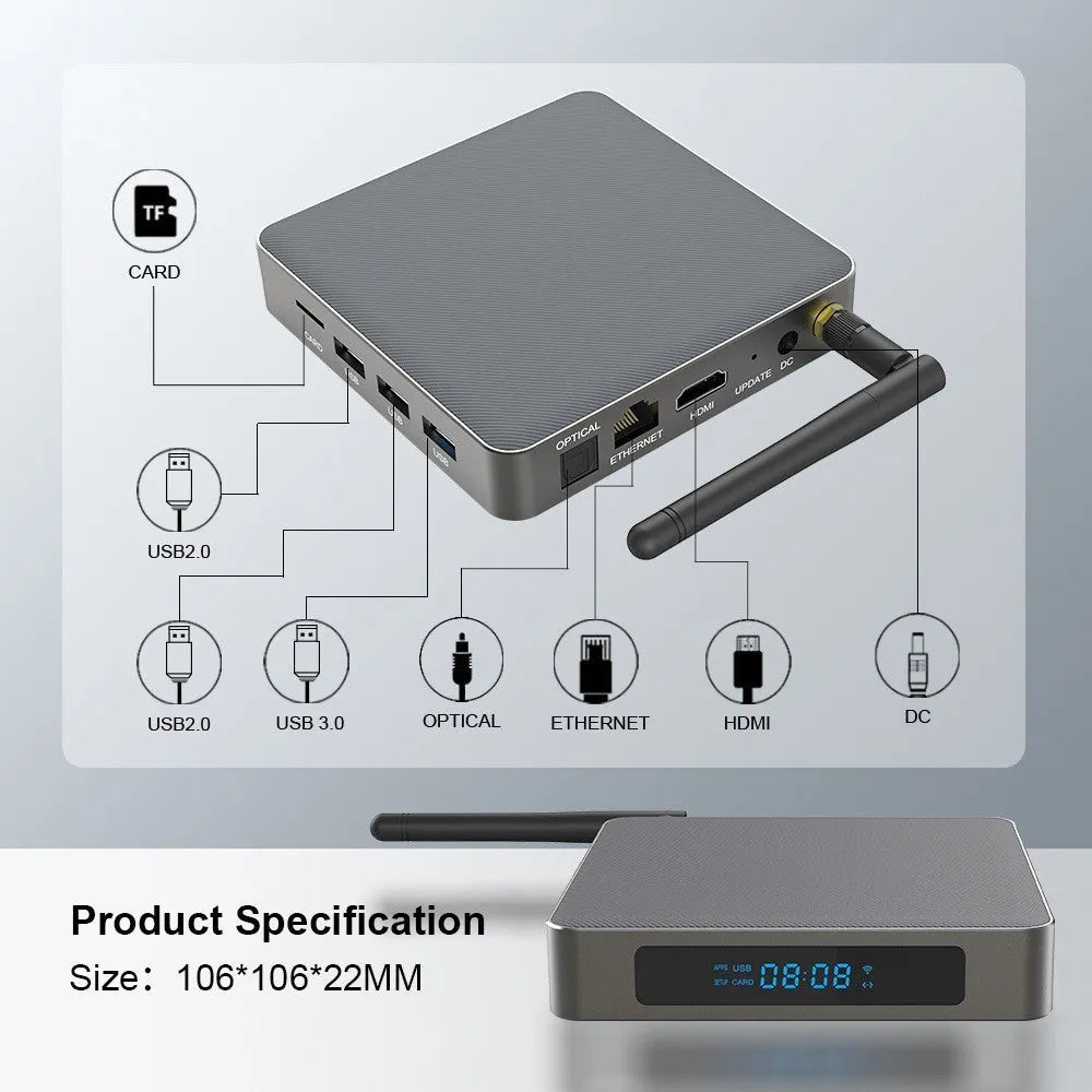 Android Bluetooth 8K network set-top box with remote control and HDMI cable
