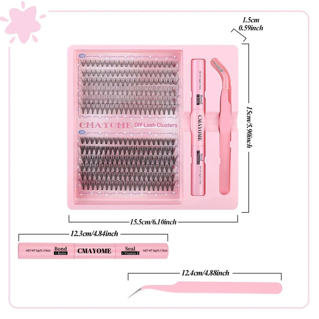 DIY single cluster false eyelashes set with artificial fibre clusters for custom lash application
