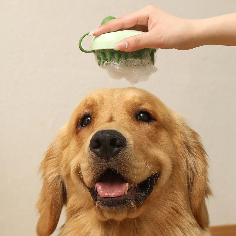 Soft silicone pets hair remover comb and shampoo massage brush handheld grooming tool in blue colour