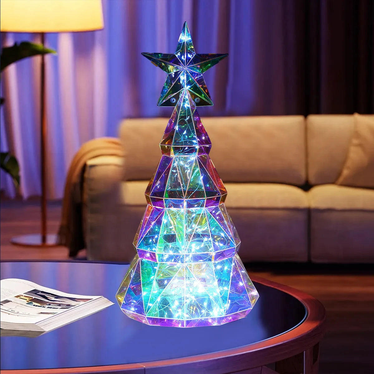 Colourful cartoon Christmas tree light decoration measuring 20cm high made from PET material
