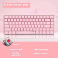 Pink and white 82-key mechanical keyboard with metal frame and white backlighting