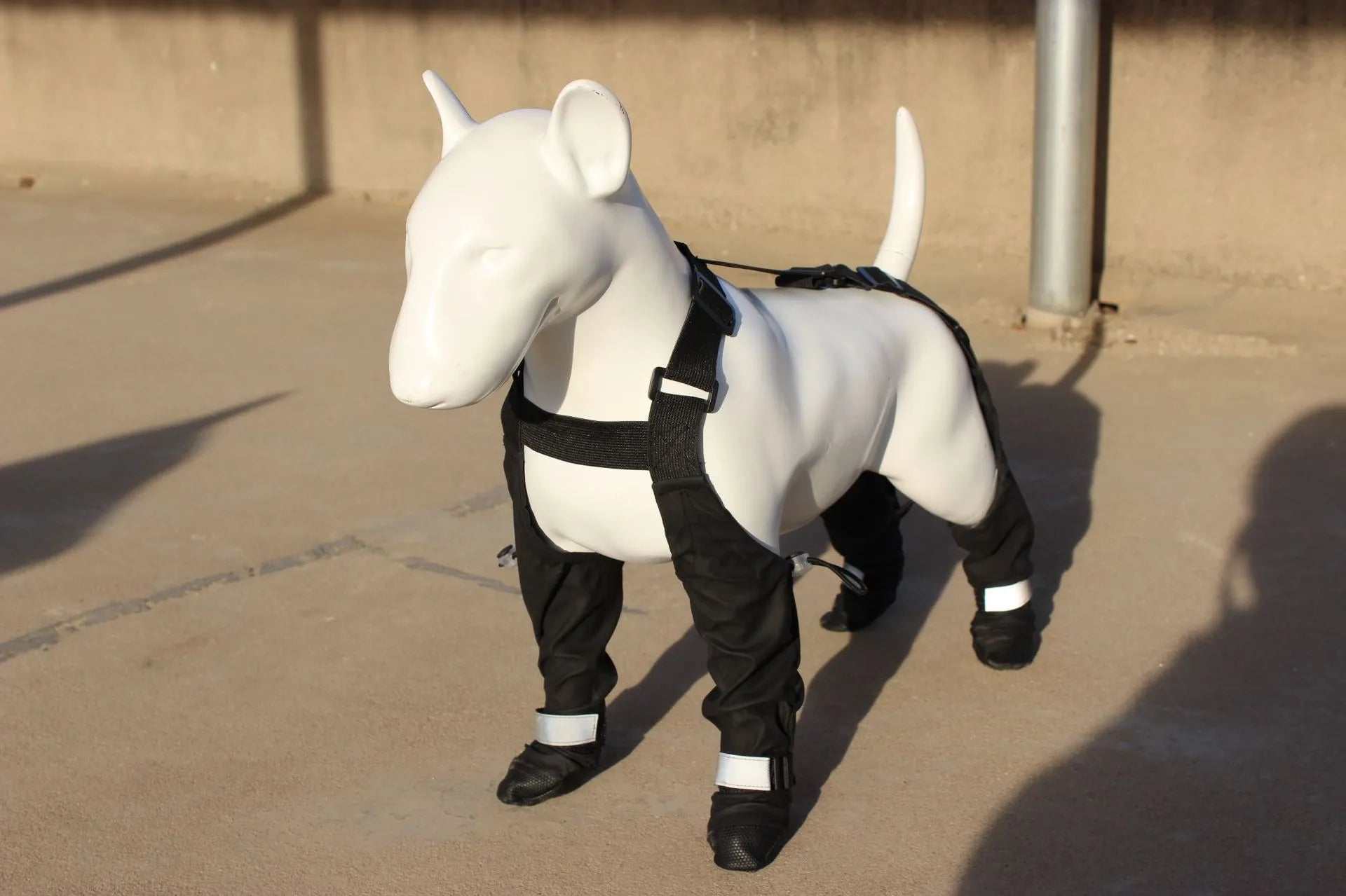 Black waterproof non-slip dog shoes made from polyester fabric