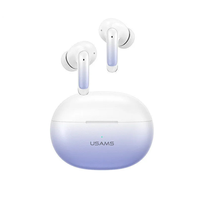 Wireless in-ear sports gaming headset in gradient blue colour showing earbud design.