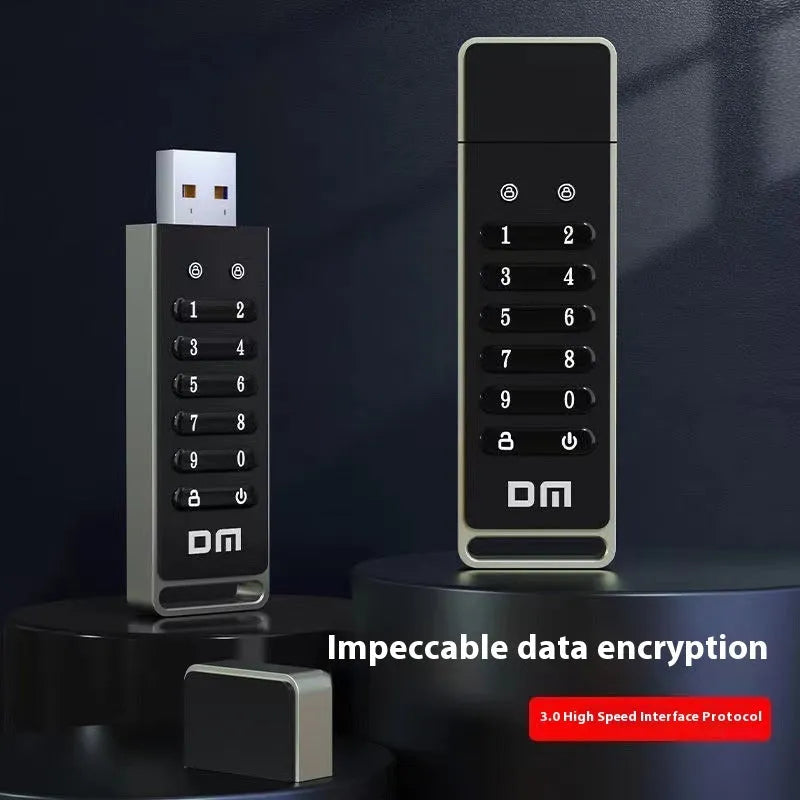 Fingerprint security USB 3.0 flash drive with metal casing and 64GB storage capacity