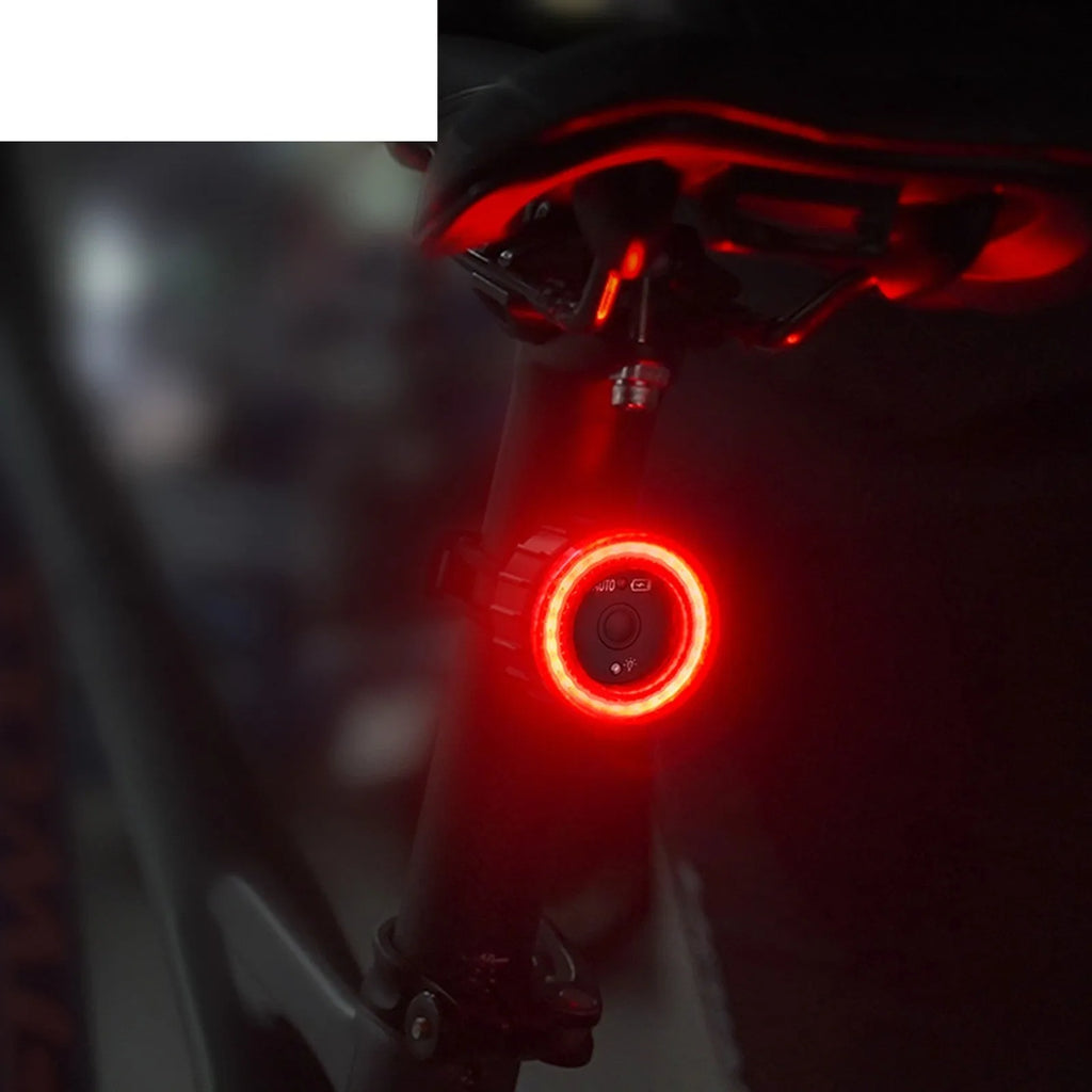 Black aluminium alloy intelligent induction brake taillight with seat tube mounting bracket