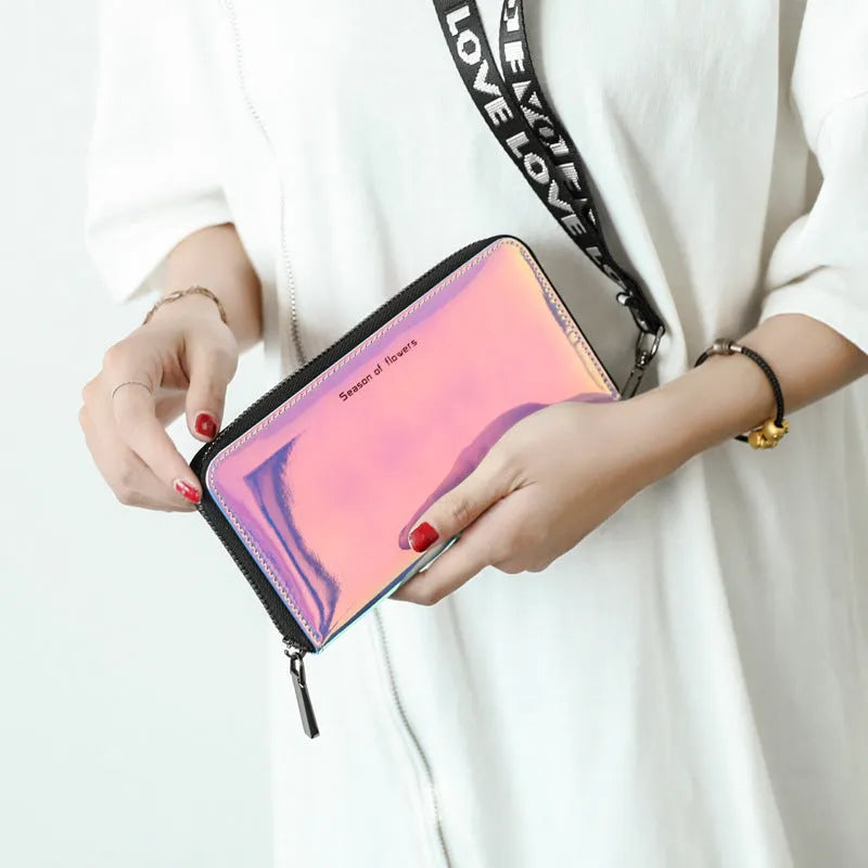 Women's Korean style folding wallet in PU leather with 11cm compact dimensions