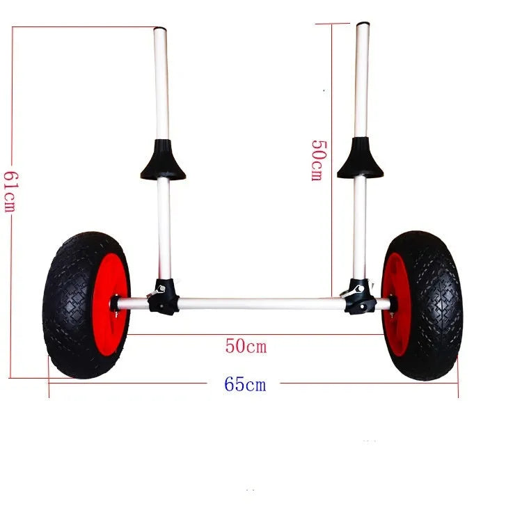 Foldable aluminium kayak trolley with upright platform and wheels