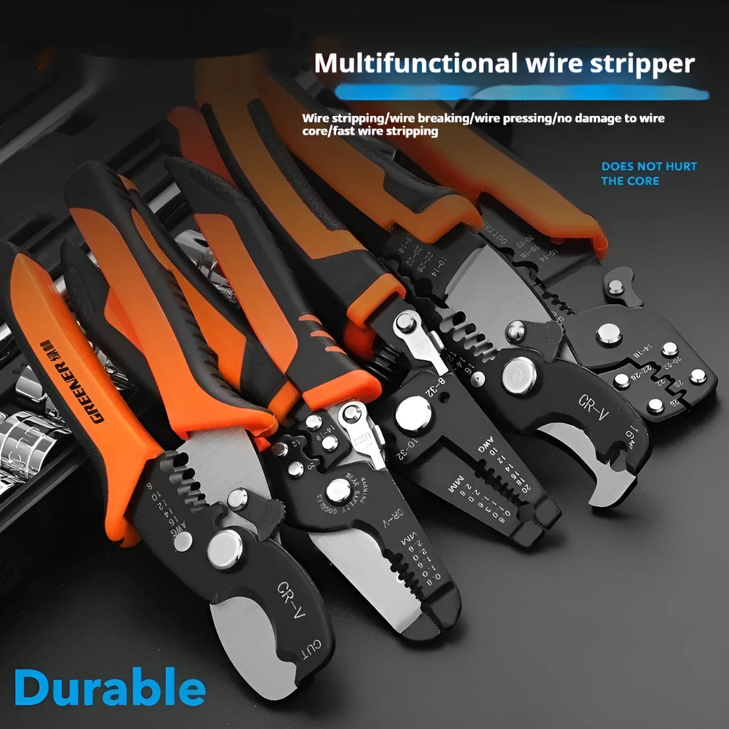Fully automatic wire stripping pliers tool with high carbon steel blade for electrical cable preparation