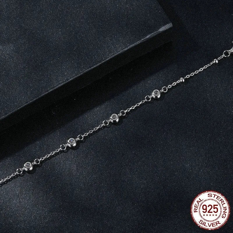S925 sterling silver bracelet with starry moissanite design and electroplated finish, colour MSB010, single women's bracelet