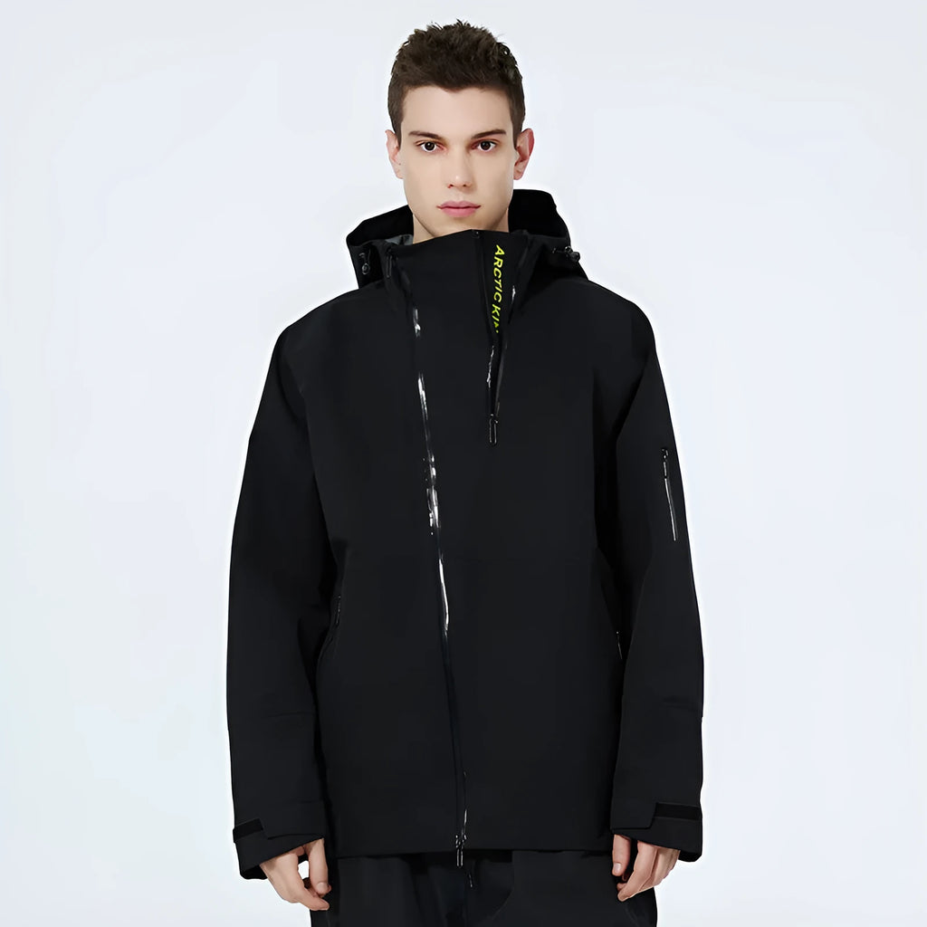 Model 2417 thin windproof waterproof ski suit for men and women in yellow colour