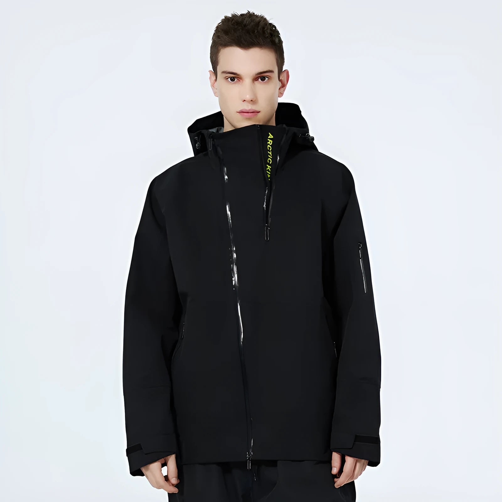 Model 2417 thin windproof waterproof ski suit for men and women in yellow colour