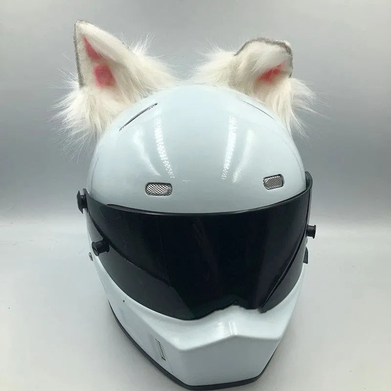 ABS plastic animal ear helmet ornaments with matching tail on motorcycle helmet