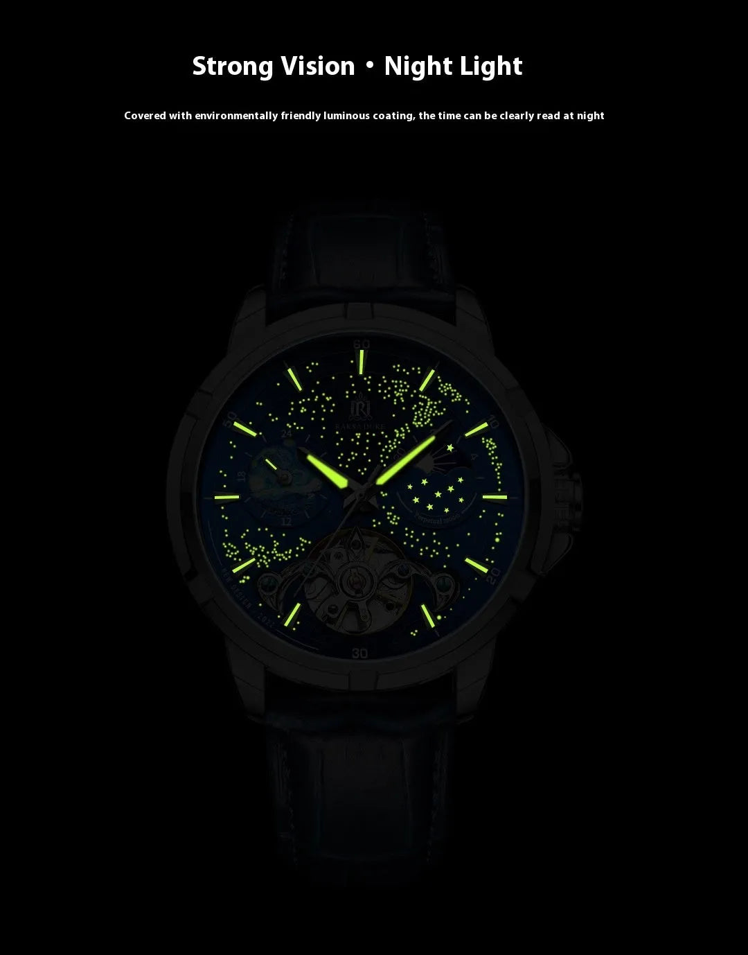 Men's blue dial automatic mechanical watch with stainless steel case