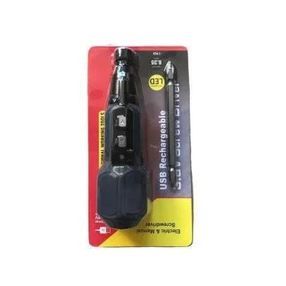 Alloy steel straight handle electric screwdriver with lithium battery in black or blue colour