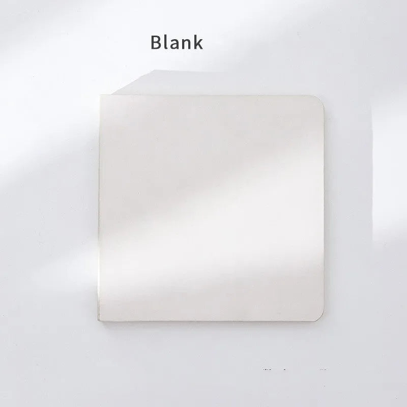 Square notebook with fruit colour embossed special paper cover showing 14.5cm dimensions and 80g thickened paper pages