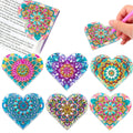 Six PU leather handmade bookmarks with crystal flower decorations arranged in modern simplicity style