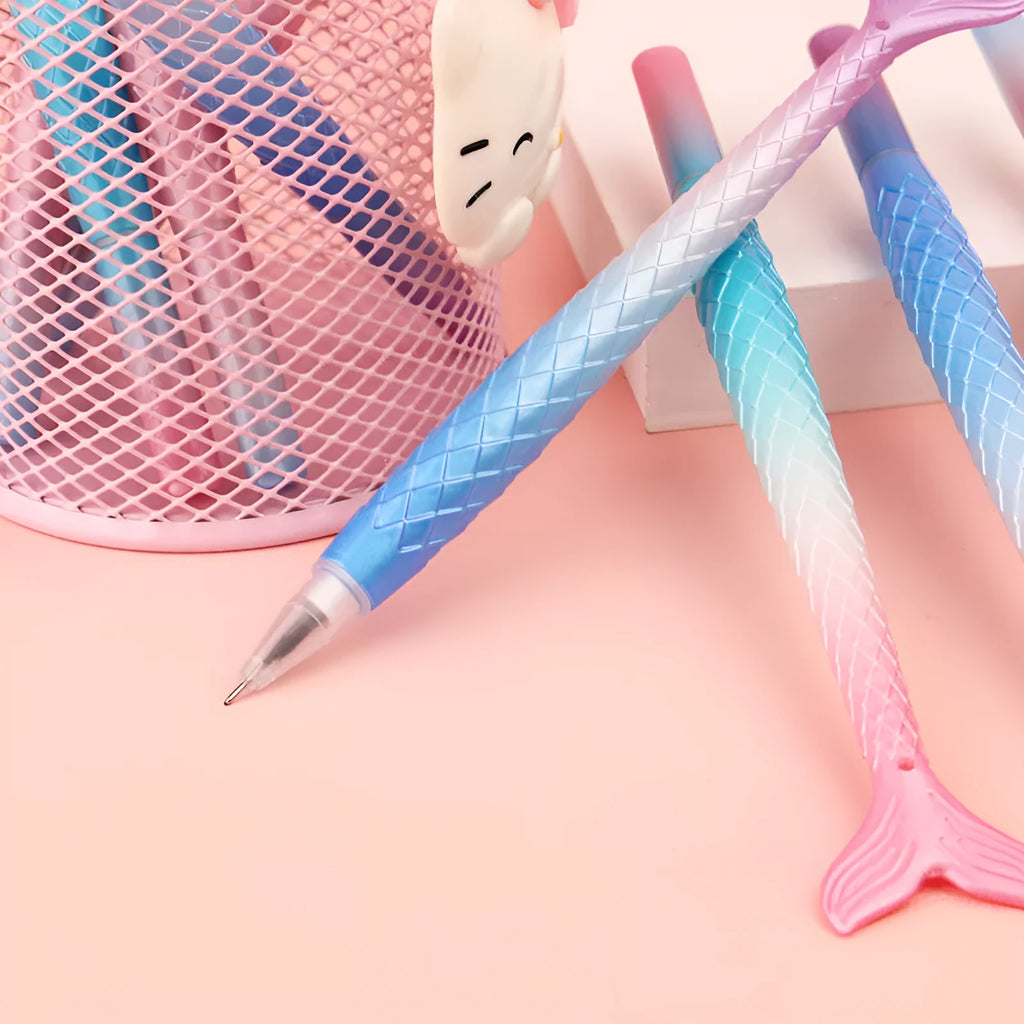 Mermaid cartoon design gel pen with 0.38mm needle-point tip on plastic casing