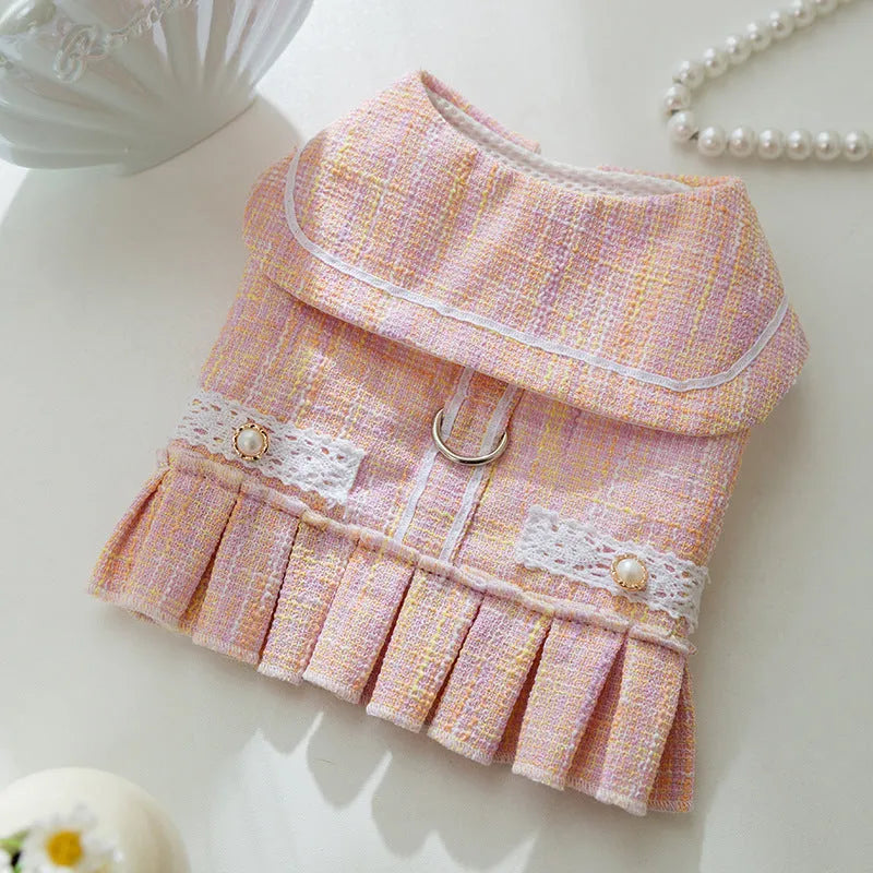 Small dog and cat pet clothes in polyester fibre, available in Salem purple and A & L pink colours across S, M, L, XL sizes