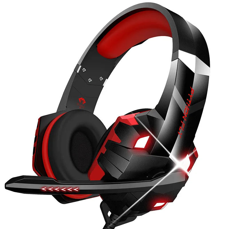 Wired gaming headset with microphone and breathing light in multiple colours